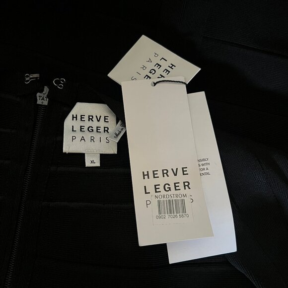 HERVE LEGER The Sophie Black Bandage Dress NWT XL - Picture 7 of 7